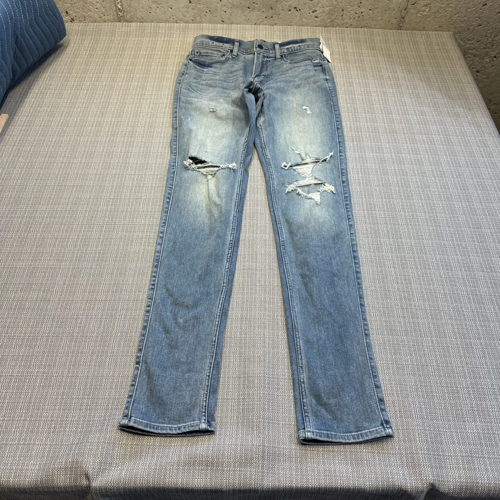 New Hollister Stacked‎ Skinny Jeans Mens 28x30 Advanced Stretch Distressed